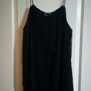 Adorable black top with fringe